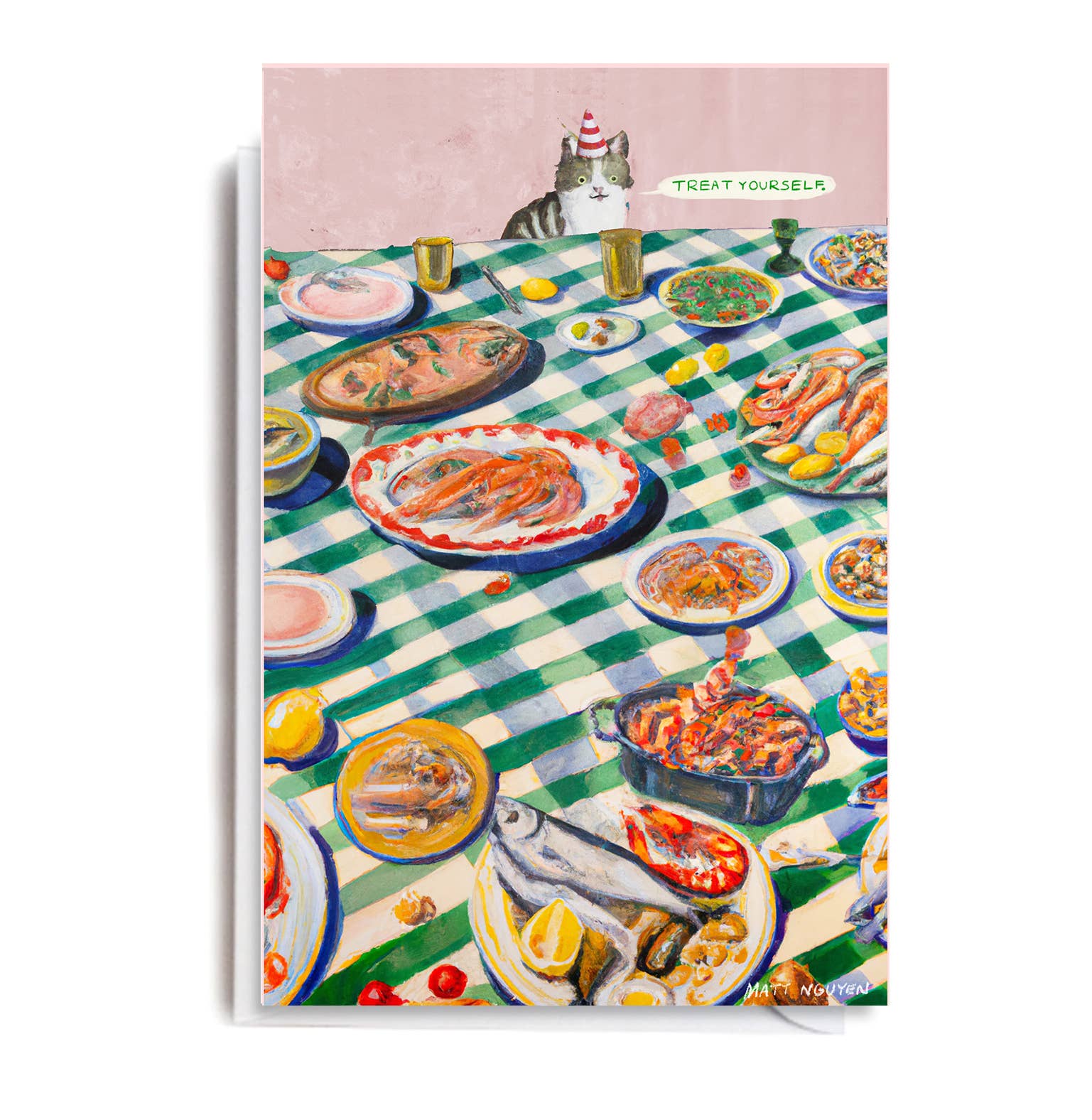 TREAT YOURSELF CAT Greetings Card