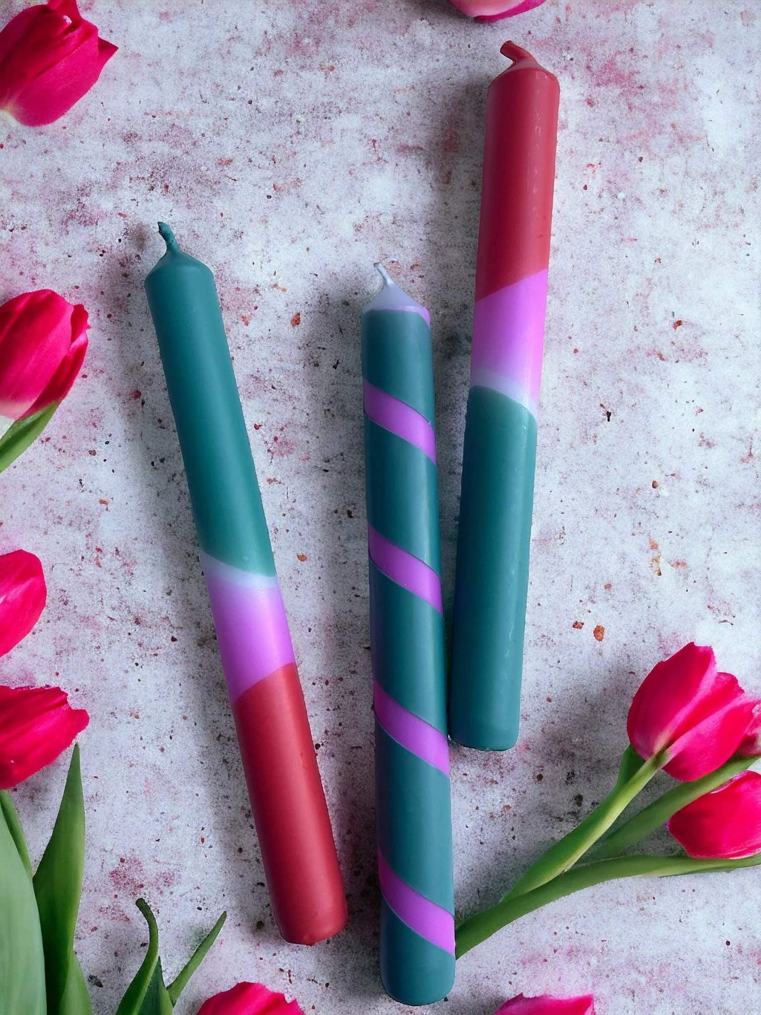 Tropical Fiesta - Dip Dye Dinner Candle Trio