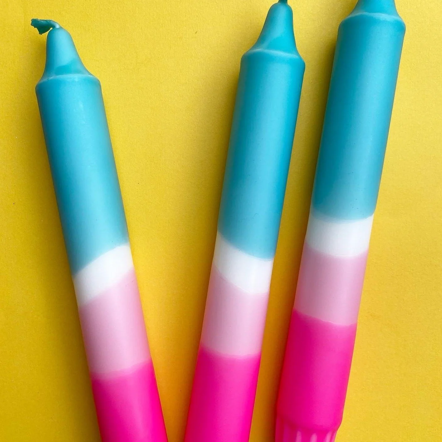 Turquoise Flamingo - Dip Dye Dinner Candle Trio