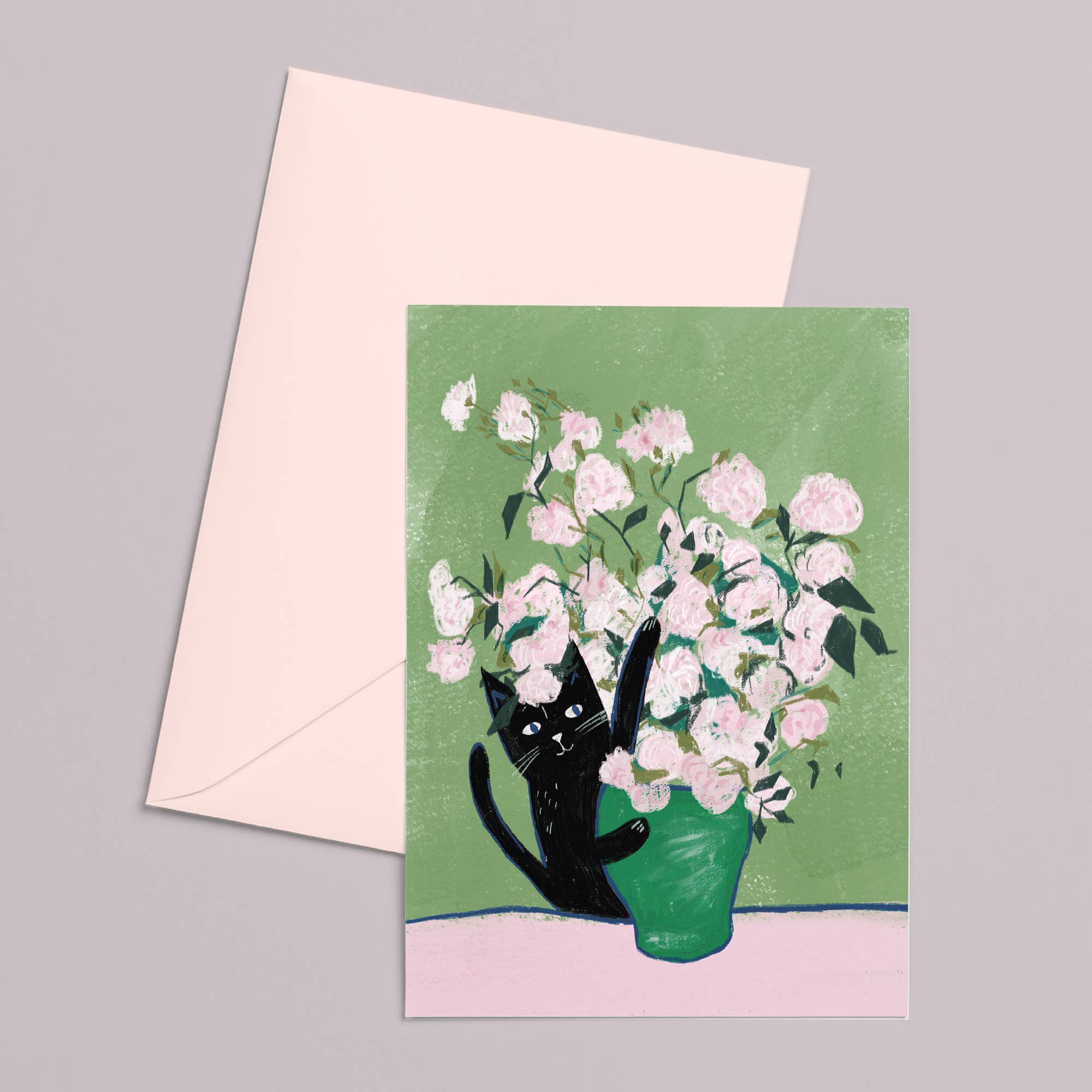 Vincat and Roses Cat Greetings Card - Image 2