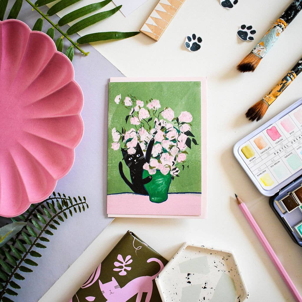 Vincat and Roses Cat Greetings Card - Image 3