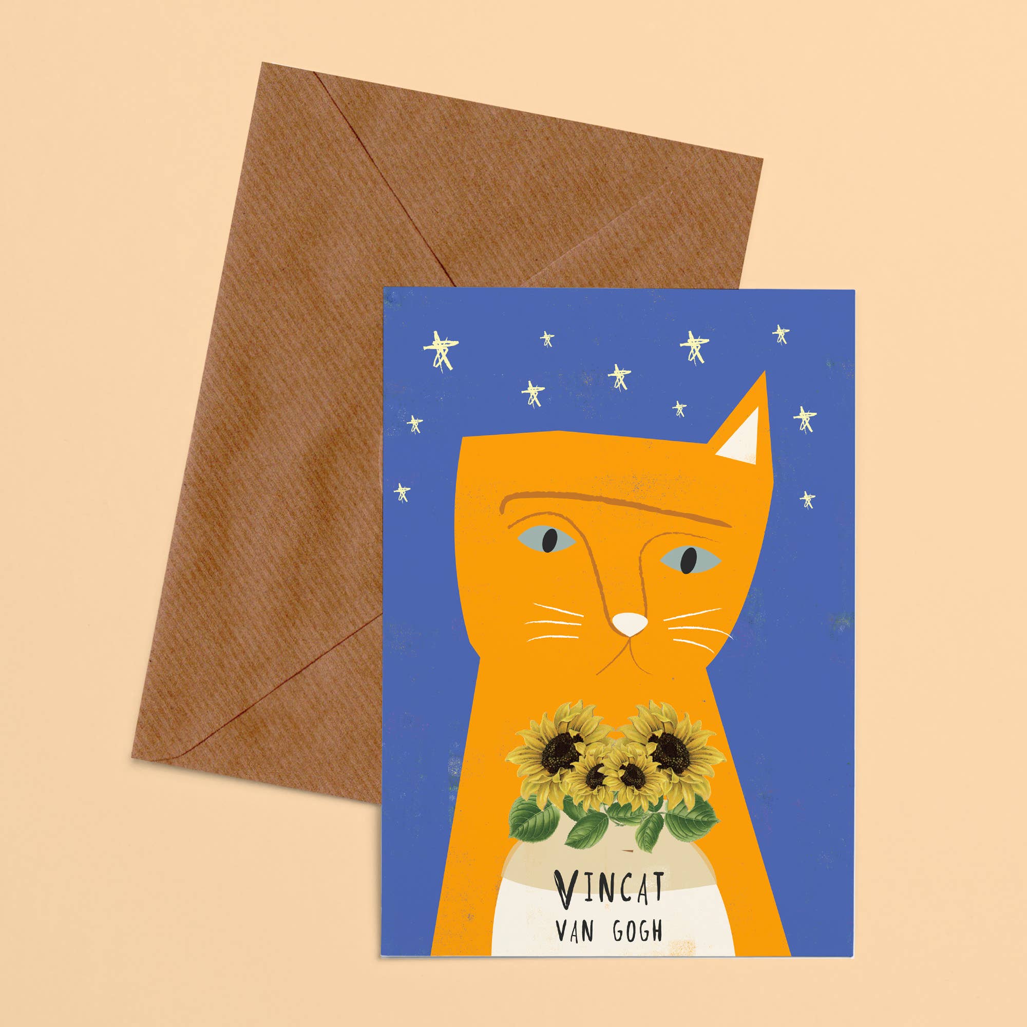Vincat Van Gogh Cat Artist Greetings Card - Image 2