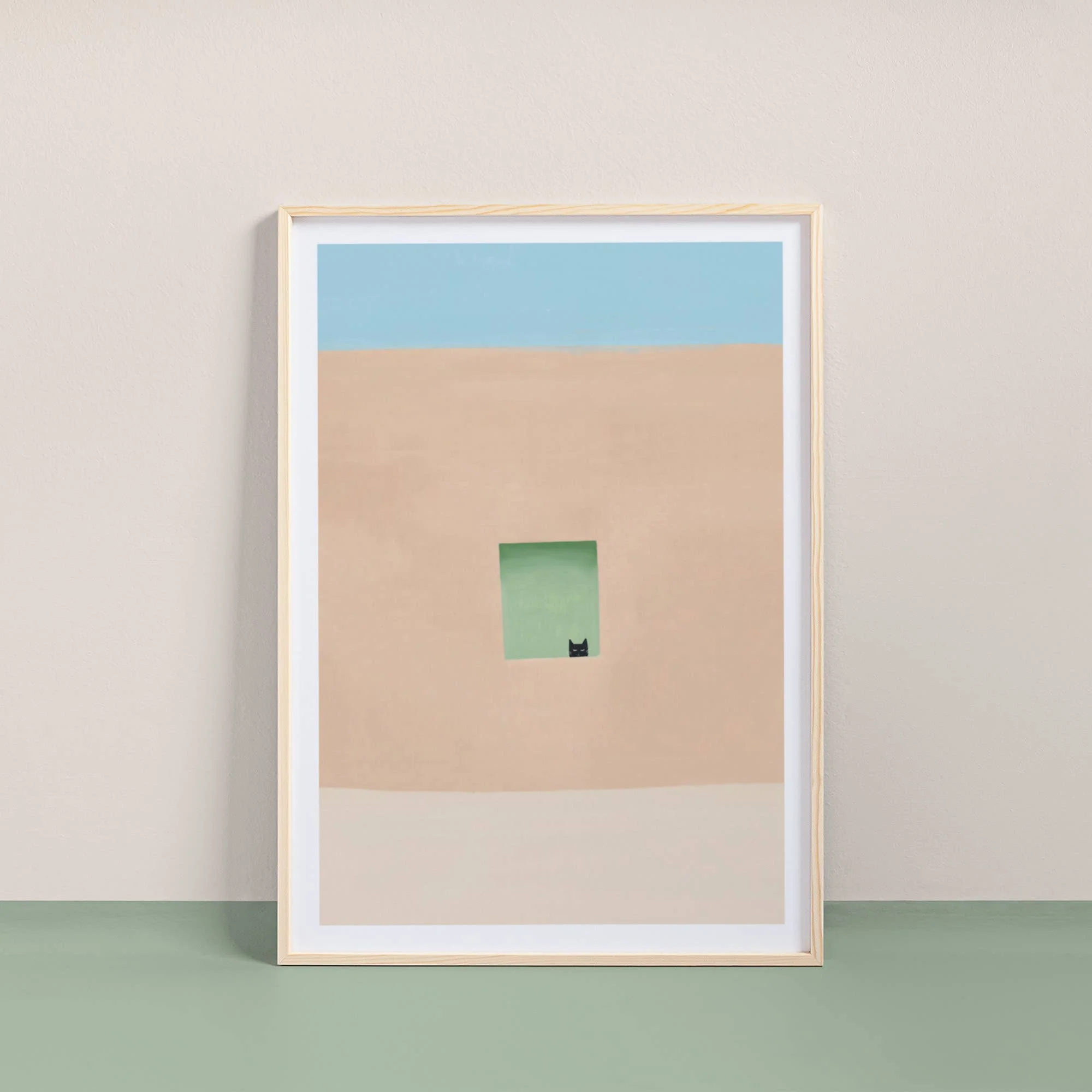 Niaski Wall with Green Door and Cat Print – Inspired by Georgia O’Keeffe
