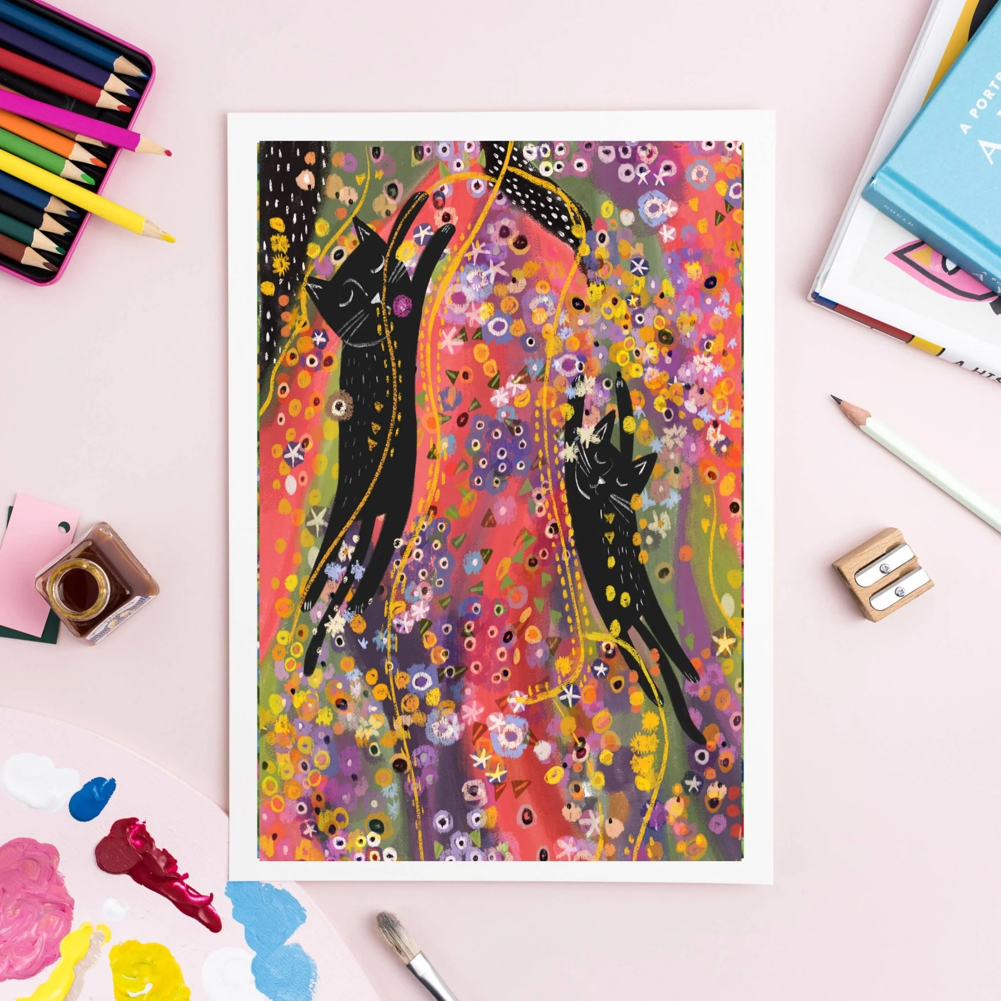Niaski Water Cats Art Print – Inspired by Gustav Klimt