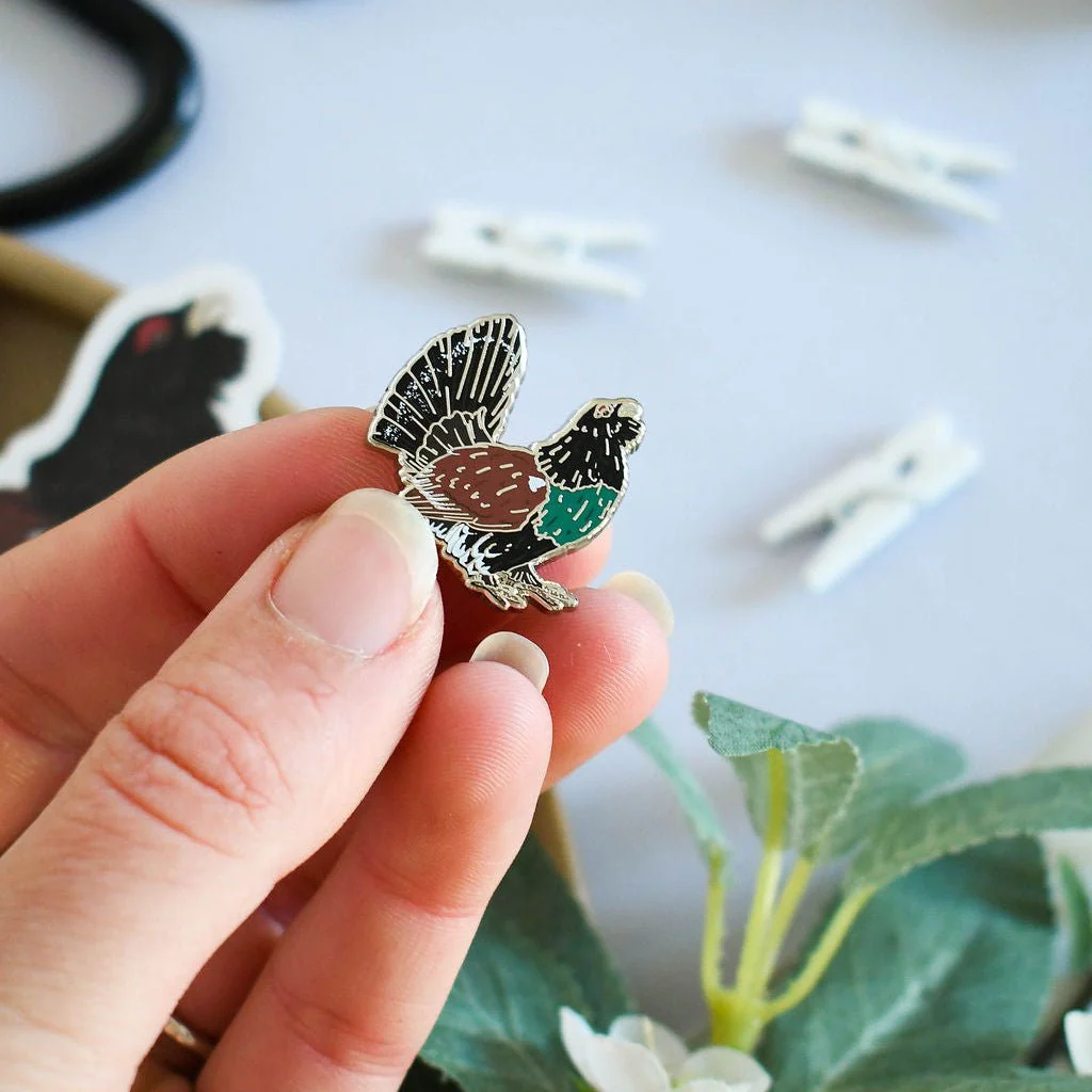 Western Capercaillie Enamel Pin – Designed by Ferne Creative - Image 2