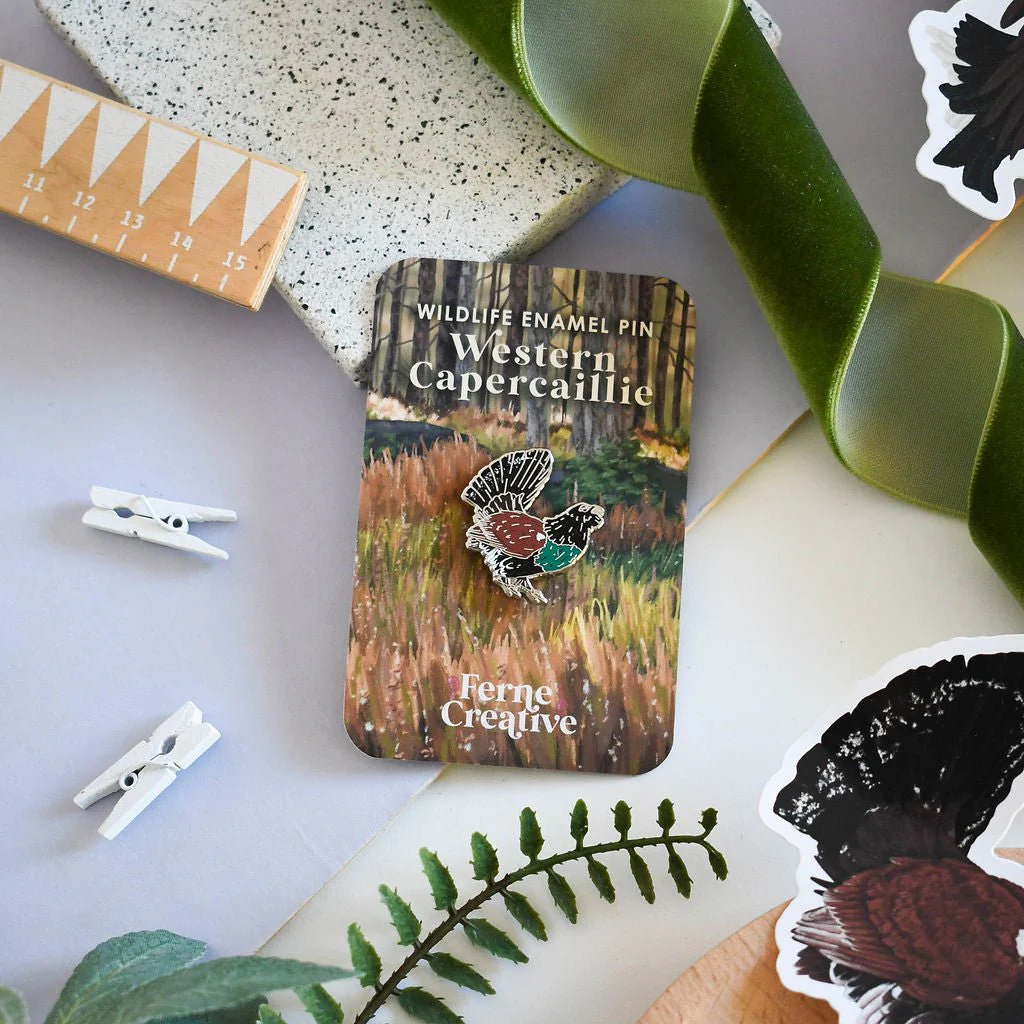 Western Capercaillie Enamel Pin – Designed by Ferne Creative - Image 3