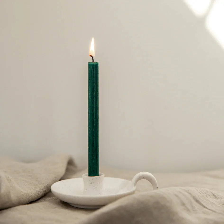 White Speckle, 1/2" Candle Holder with Handle - Image 4