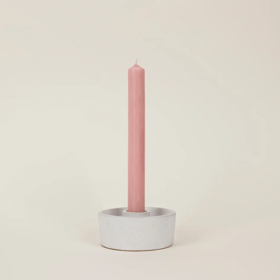 White Speckle 7/8” Candle Holder - Image 3
