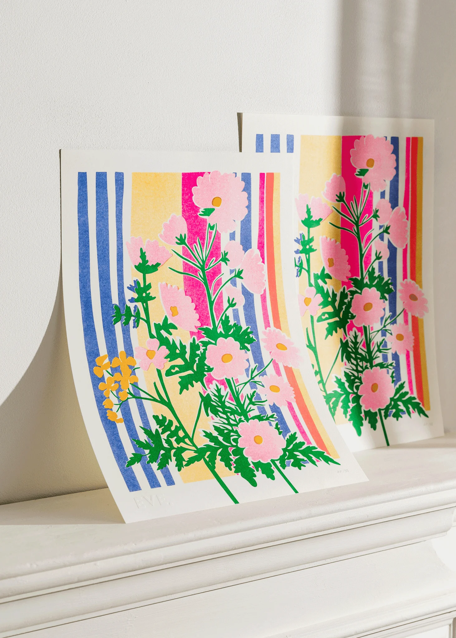 Wild Flower Stripe Risograph Print - Image 3