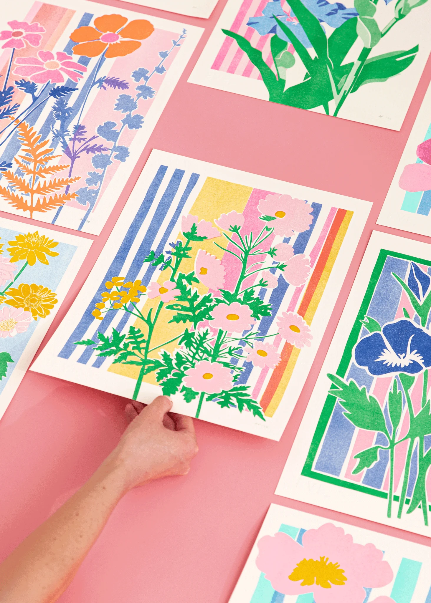 Wild Flower Stripe Risograph Print - Image 4
