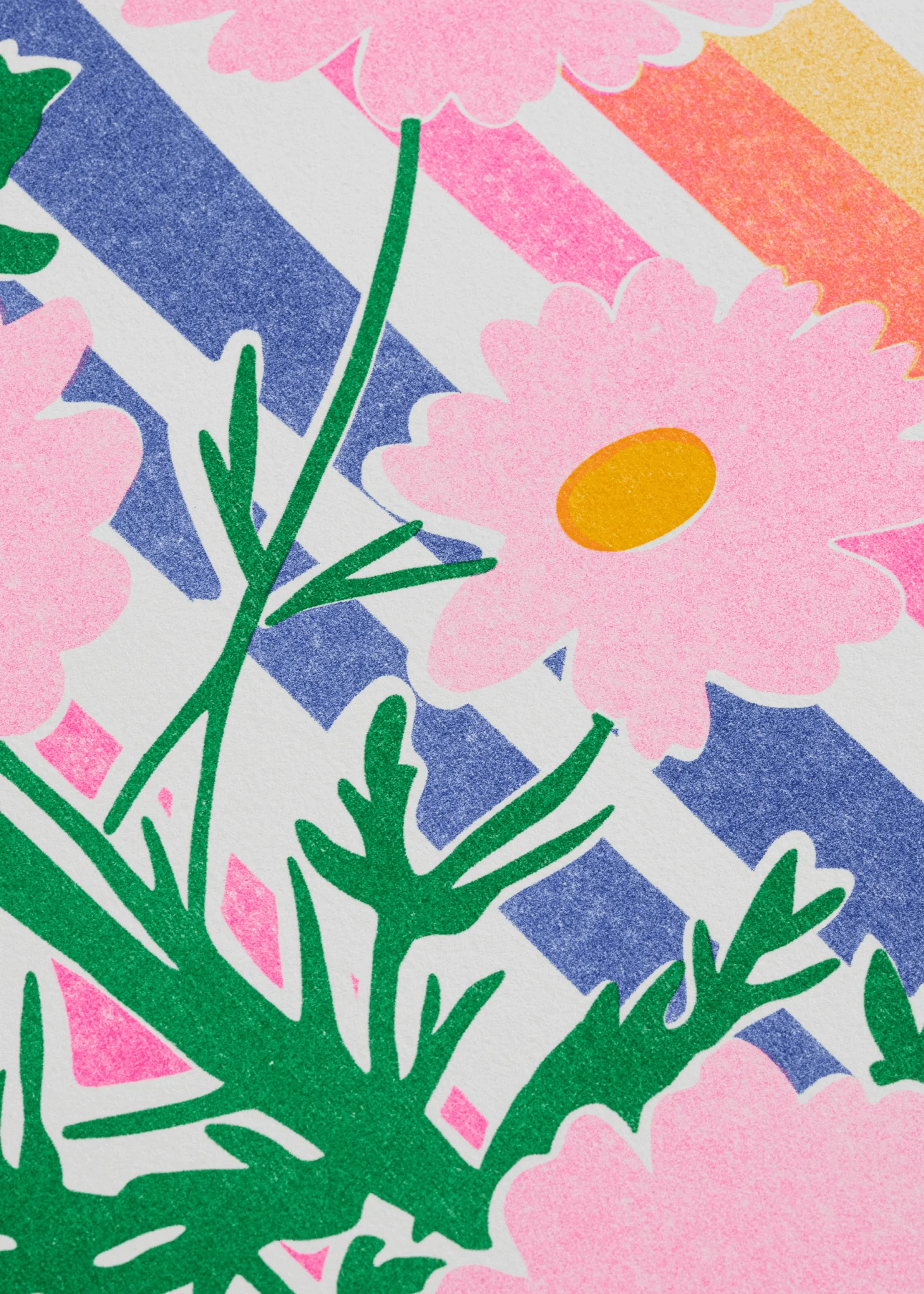 Wild Flower Stripe Risograph Print - Image 5