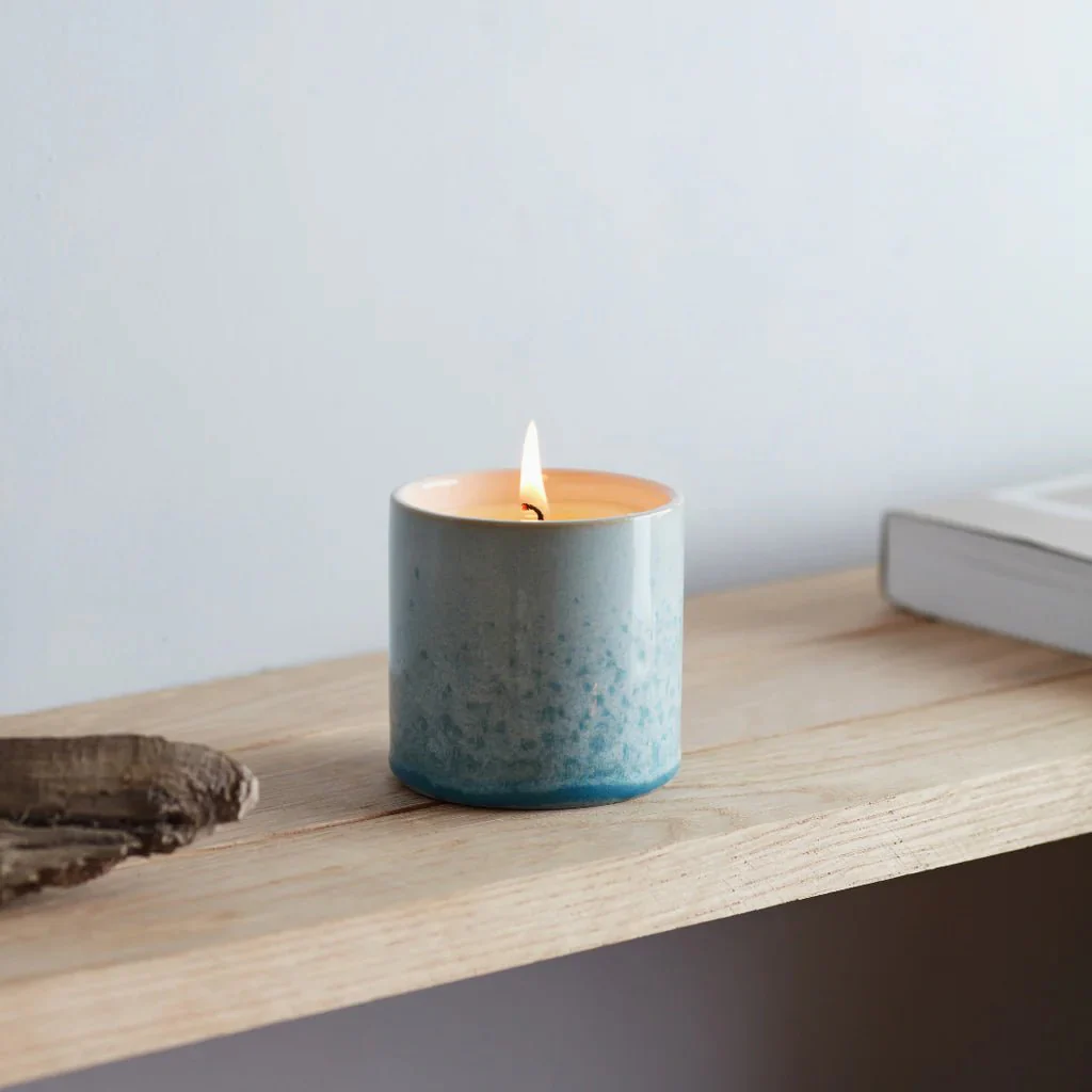 Wild Gorse Candle in Light Blue Sea & Shore Ceramic Pot - Image 2