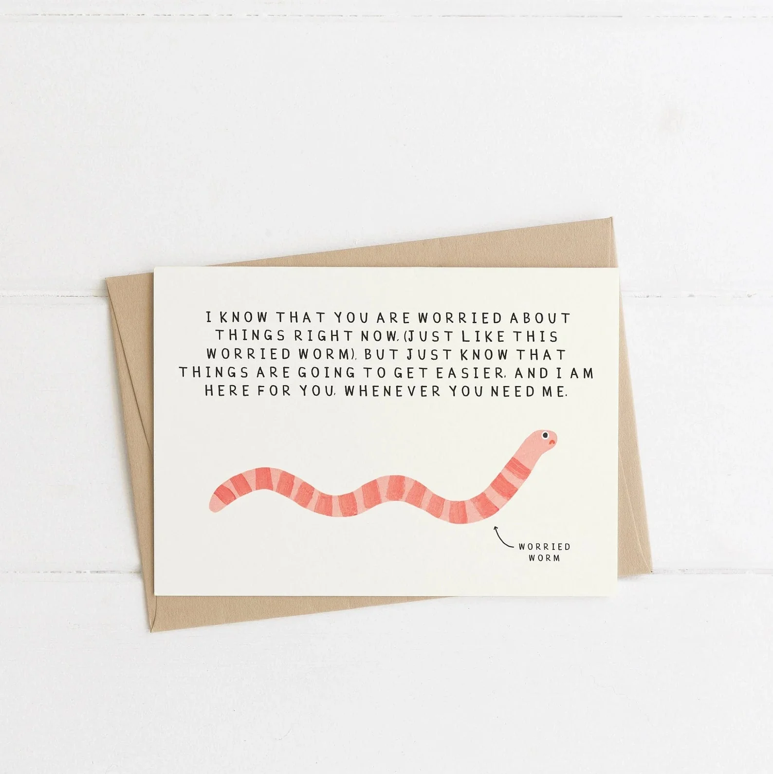 Worried Worm Greetings Card
